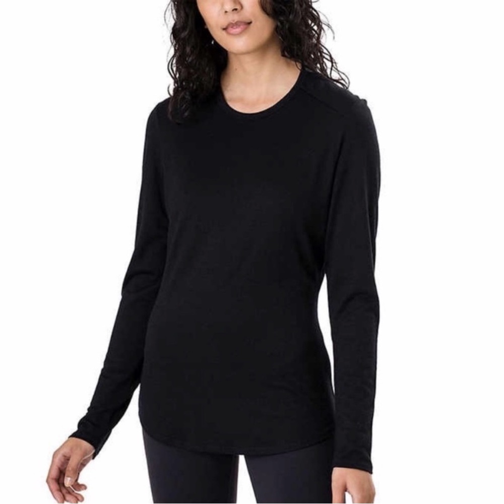 Segments Merino Wool Base Layer Long-Sleeved Top in Black Size Large